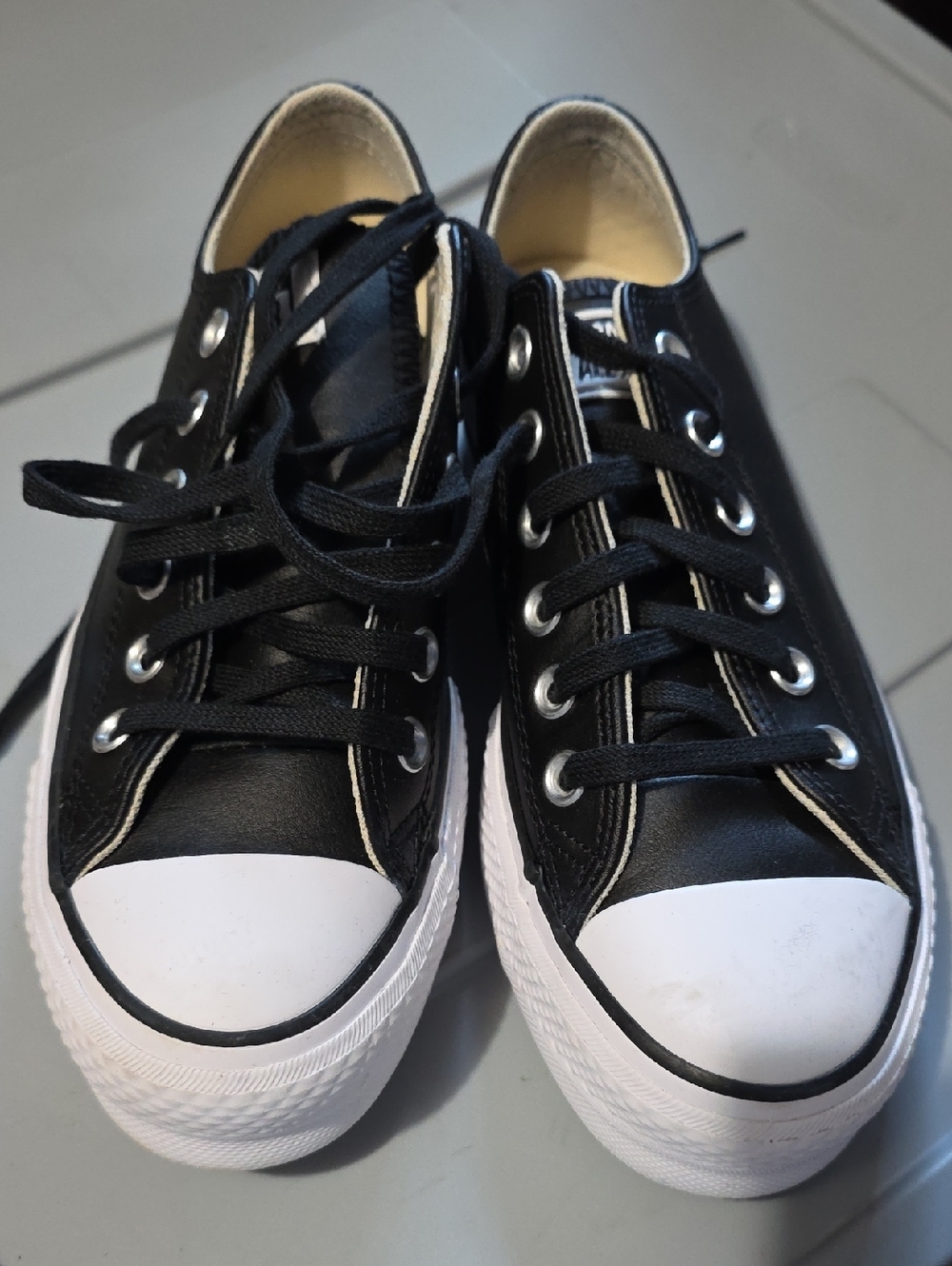 Converse Black and White Low Top Platform Sneakers